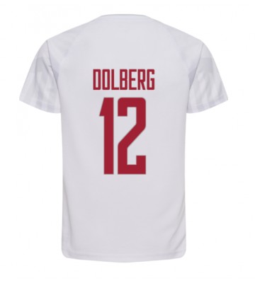 Denmark Kasper Dolberg #12 Replica Away Stadium Shirt World Cup 2022 Short Sleeve